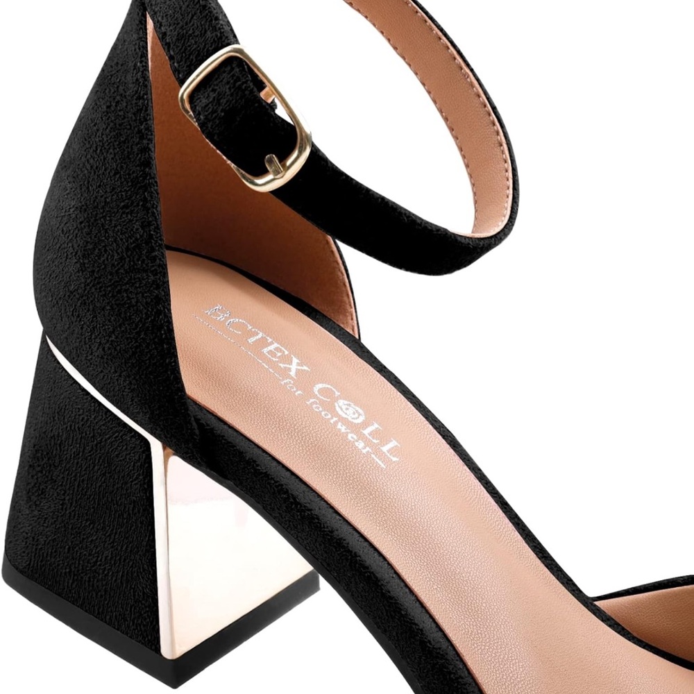 NWT - BCTEX COLL Pointed Toe Chunky Low Heels, Black Suede - Size 9.5 🖤 - Picture 2 of 16
